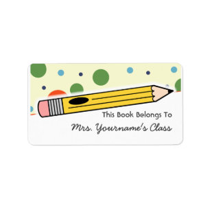 Pencil & Polka Dots School Book Label