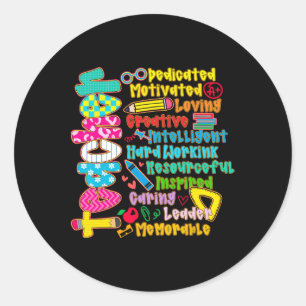 Pencil Preppy Teacher Dedicated Motivated Back To Classic Round Sticker
