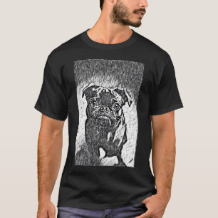 Pencil Realistic Portrait Puppy Pug Life Art T-Shirt