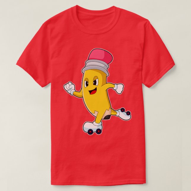 Pencil Roller skates Inline skating T-Shirt (Design Front)