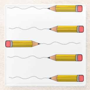 Pencil scrabble on white glass coaster