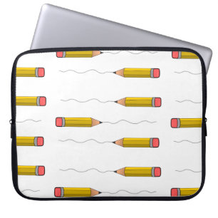 Pencil scrabble on white laptop sleeve