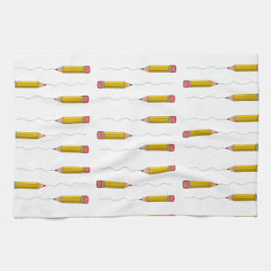 Pencil scrabble on white tea towel