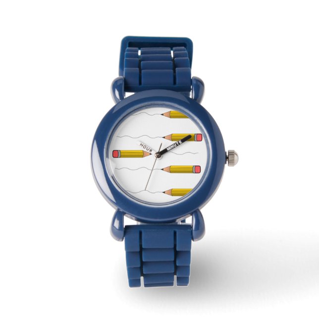 Pencil scrabble on white watch (Front)