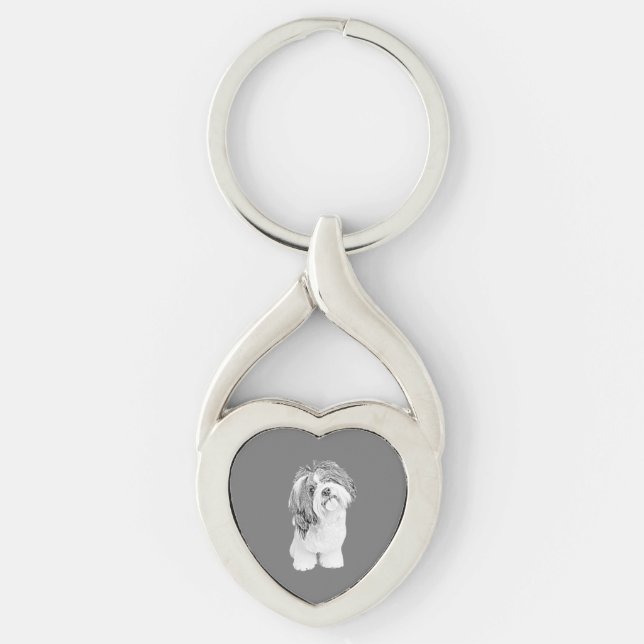 Pencil Shih Tzu Heart Key Chain (Front)