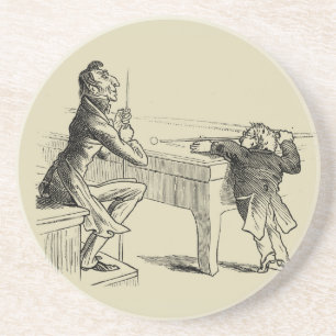 Pencil Sketch of Two Men Playing Pool Coaster