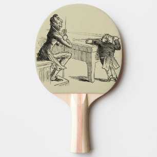 Pencil Sketch of Two Men Playing Pool Ping Pong Paddle