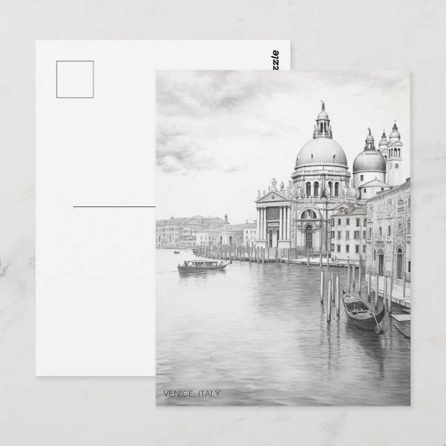 Pencil Sketch Painting Venice Italy Travel Art Postcard (Front/Back)