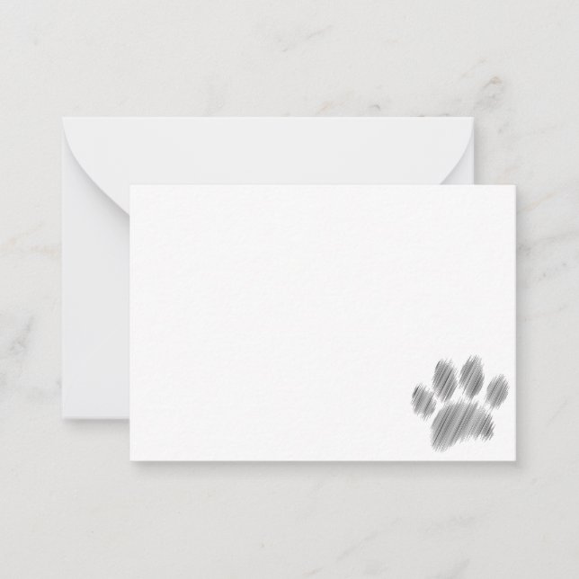 Pencil Sketched Dog Paw Digital Art Card (Front)