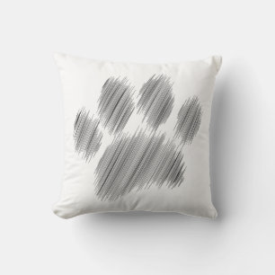 Pencil Sketched Dog Paw Digital Art  Cushion