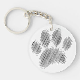 Pencil Sketched Dog Paw Digital Art Key Ring