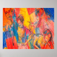 Pencil Style Drawing of a Group Of Friends on Wall