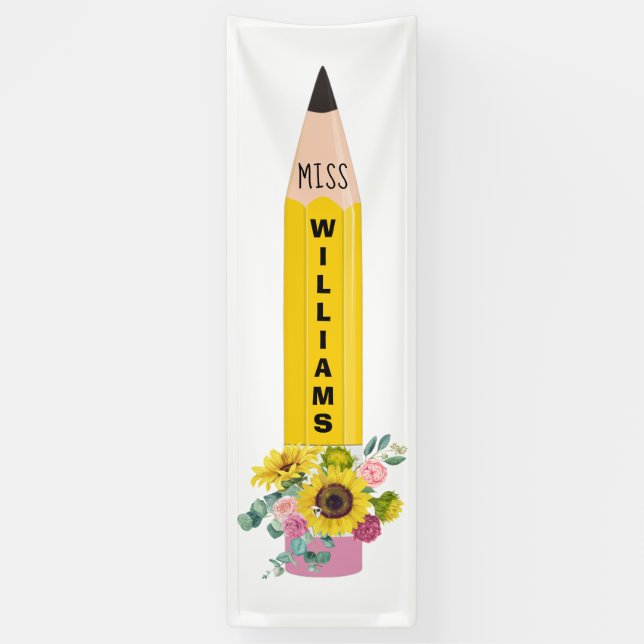 Pencil Sunflower Classroom Banner (Vertical)