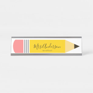 Pencil Teacher School Classroom Desk Name Plate