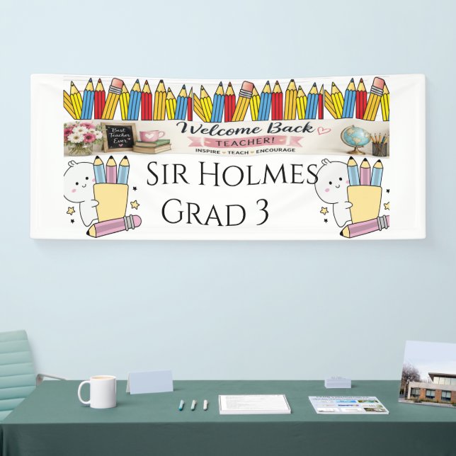 Pencil Theme Teacher Welcome Banner | Personalised (Tradeshow)