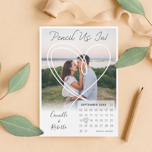 Pencil Us In Calendar Modern Minimal Couple Photo (Creator Uploaded)