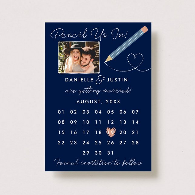 "Pencil Us In" Modern Calendar Save The Date (Creator Uploaded)