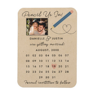 "Pencil Us In" Modern Calendar Save the Date Magnet
