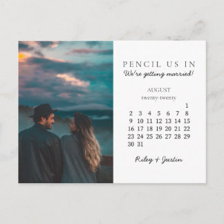 Pencil Us In Save the Date August 2020 Calendar Postcard
