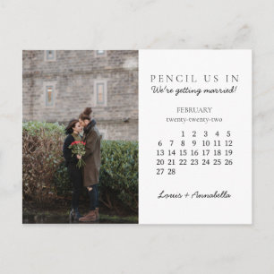 Pencil Us In Save the Date February 2022 Calendar Postcard