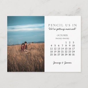 Pencil Us In Save the Date October 2020 Calendar Postcard