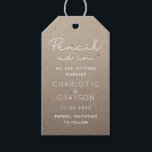 Pencil Us In Save The Date Photo Wedding Gift Tags<br><div class="desc">Pencil Us In Save The Date Photo Wedding Gift Tags features the text "Pencil Us In" in modern white calligraphy script with your custom Save The Date information below on a kraft paper background. On the reverse add your favourite photo and wedding website. Personalise by editing the text in the...</div>