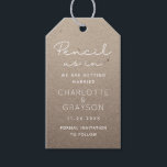 Pencil Us In Save The Date Photo Wedding Gift Tags<br><div class="desc">Pencil Us In Save The Date Photo Wedding Gift Tags features the text "Pencil Us In" in modern white calligraphy script with your custom Save The Date information below on a kraft paper background. On the reverse add your favourite photo and wedding website. Personalise by editing the text in the...</div>
