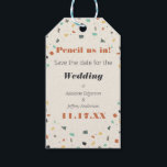 Pencil Us In Save the Date Terrazzo Tile Gift Tags<br><div class="desc">Pair these custom gift tags to create a cute save the date package for your wedding. All the text on these gift tags is ready to be customised with your own message so you can use the "Pencil us in" theme or get creative with your own message. These tags feature...</div>