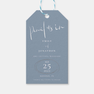 Pencil Us In Stylish Dusty Blue Informal Script Gift Tags