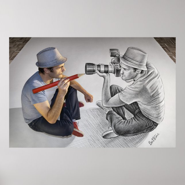 Pencil Vs Camera - 3D Mirror Poster (Front)