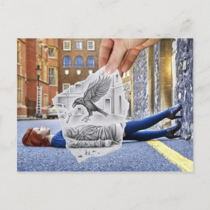 Pencil Vs Camera - Crow Postcard