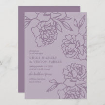 Penciled Peonies Modern Lavender Wedding