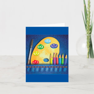 Pencils And Paintbrush Artist Note Cards