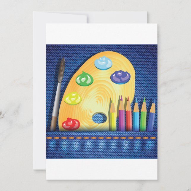 Pencils And Paintbrush Invitations (Front)