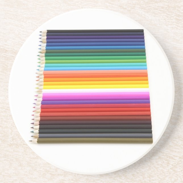 Pencils in a Row Sandstone Coaster (Front)