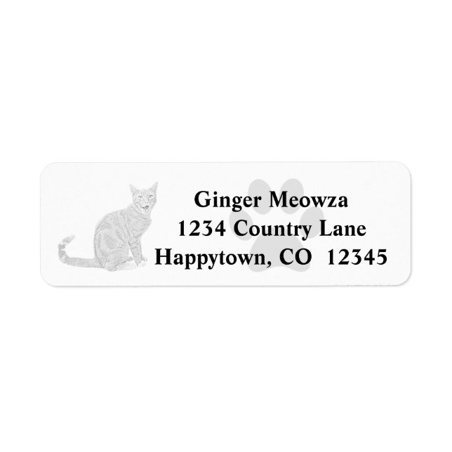 PencilTabby Cat Return Address Label (Front)