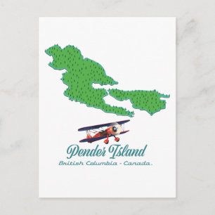 Pender Island British Columbia Travel map Postcard