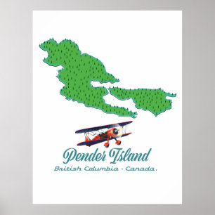 Pender Island British Columbia Travel map Poster