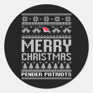 Pender Patriots Logo Merry Christmas Ugly Sweater Classic Round Sticker