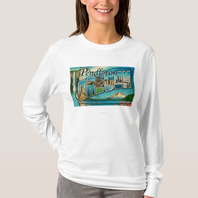 Pendleton, Oregon - Large Letter Scenes T-Shirt (Front)