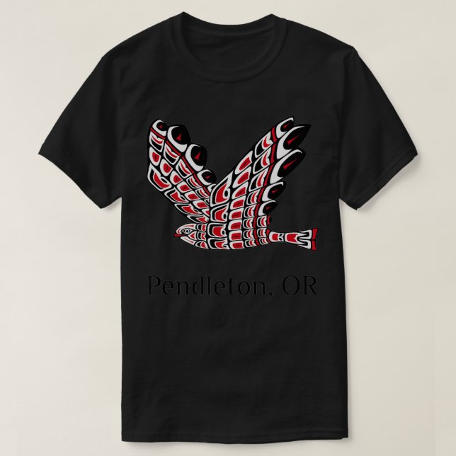Pendleton Oregon Red Tail Hawk Native American Ind T-Shirt (Design Front)