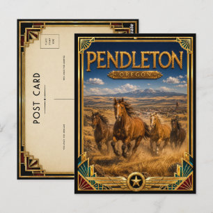 Pendleton Oregon Vintage Art Deco Golden Age Postcard