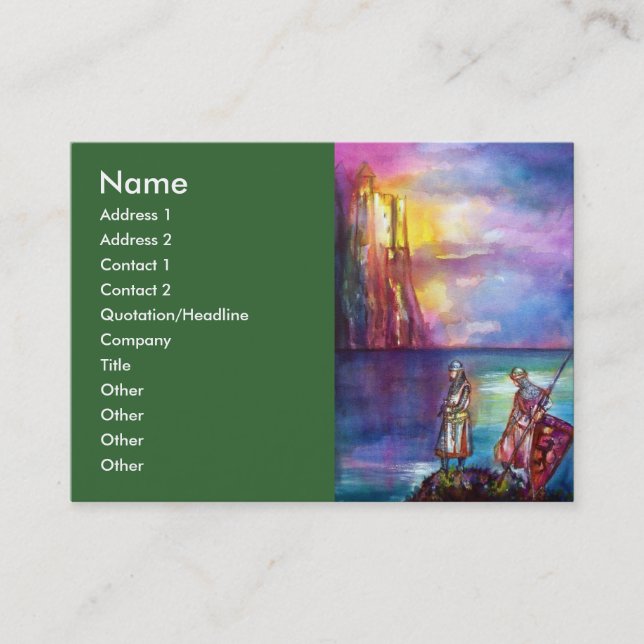 PENDRAGON Mediaeval Knights,Lake Sunset,Fantasy Business Card (Front)