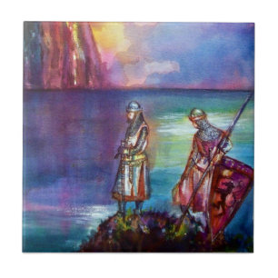 PENDRAGON Mediaeval Knights,Lake Sunset,Fantasy Ceramic Tile