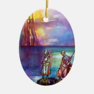 PENDRAGON Mediaeval Knights,Lake Sunset,Fantasy Ceramic Tree Decoration