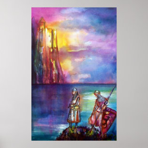 PENDRAGON Mediaeval Knights,Lake Sunset,Fantasy Poster