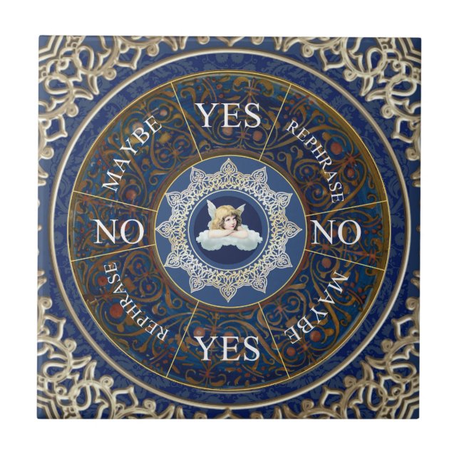 Pendulum Board Chart Divination Game Angel Blue Ceramic Tile (Front)
