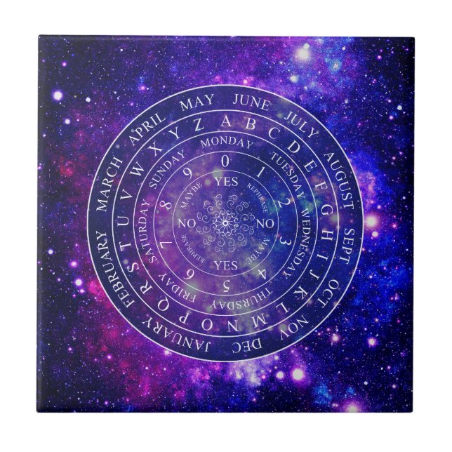 Pendulum Board Chart Divination Game Purple Space Ceramic Tile (Front)