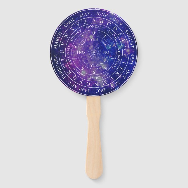 Pendulum Board Chart Divination Game Purple Space Hand Fan (Front)