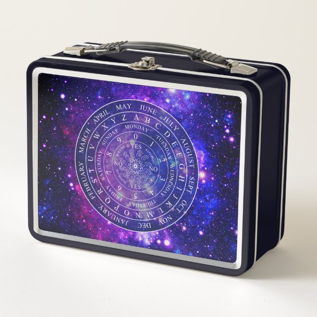 Pendulum Board Chart Divination Game Purple Space Metal Lunch Box (Front)
